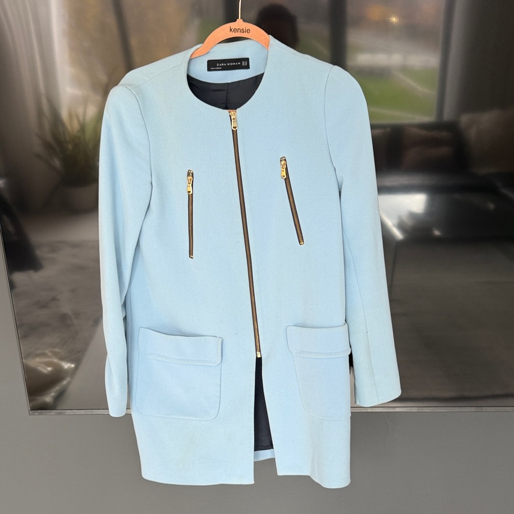 Kensie Women's Light Blue Blazer with Gold Accents